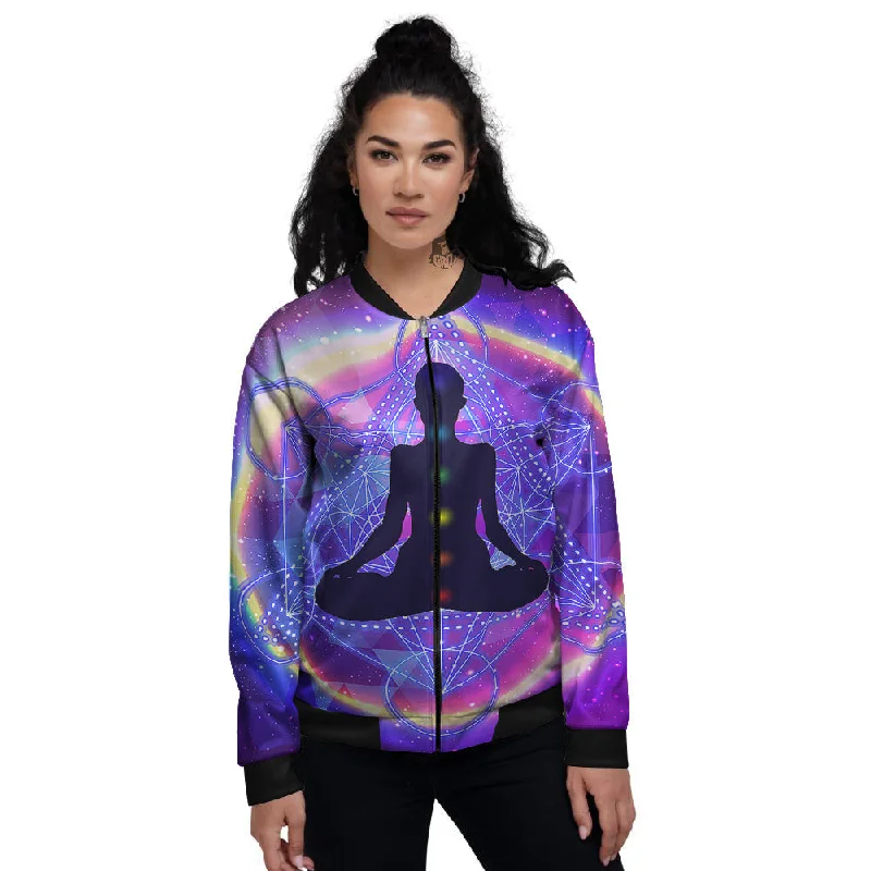 Aura Chakras Colorful Print Women's Bomber Jacket