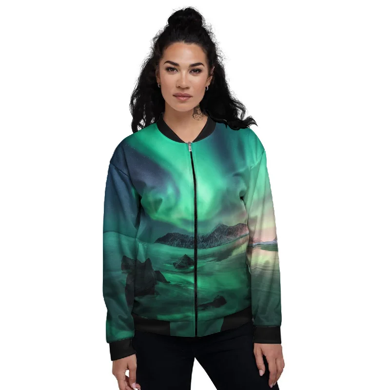 Aurora Northern Lights Print Women's Bomber Jacket