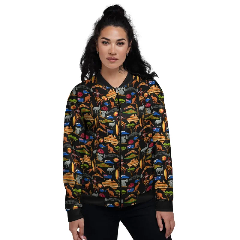 Australia Symbols Print Pattern Women's Bomber Jacket