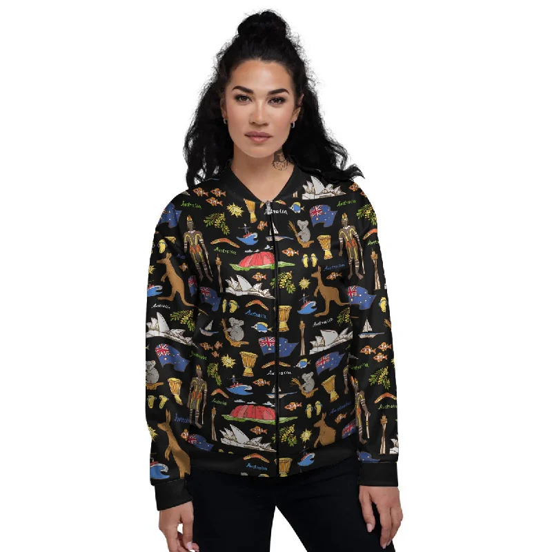 Australia Theme Print Pattern Women's Bomber Jacket