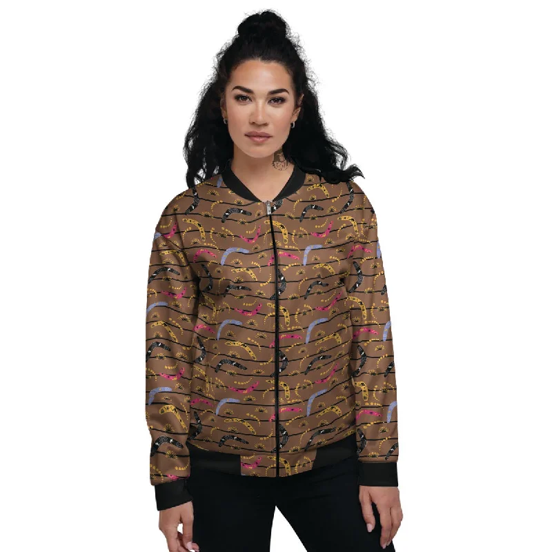 Australian Boomerangs Print Pattern Women's Bomber Jacket