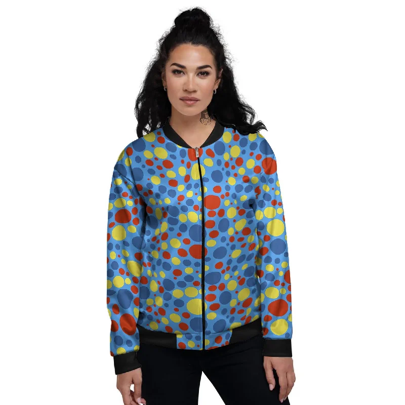 Autism Awareness Dots Color Print Pattern Women's Bomber Jacket