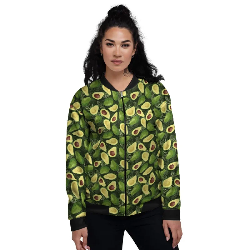 Avocado Half Cut Print Pattern Women's Bomber Jacket