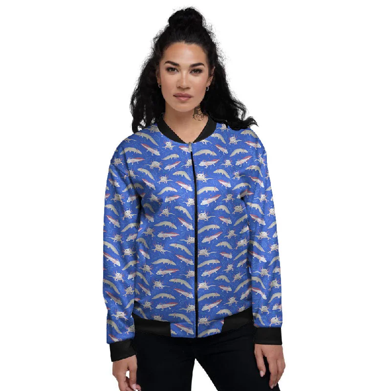 Axolotl Blue Print Pattern Women's Bomber Jacket