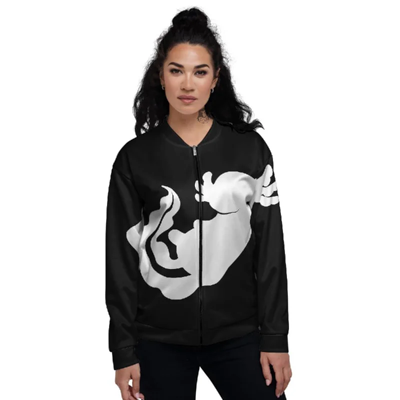 Axolotl White And Black Print Women's Bomber Jacket