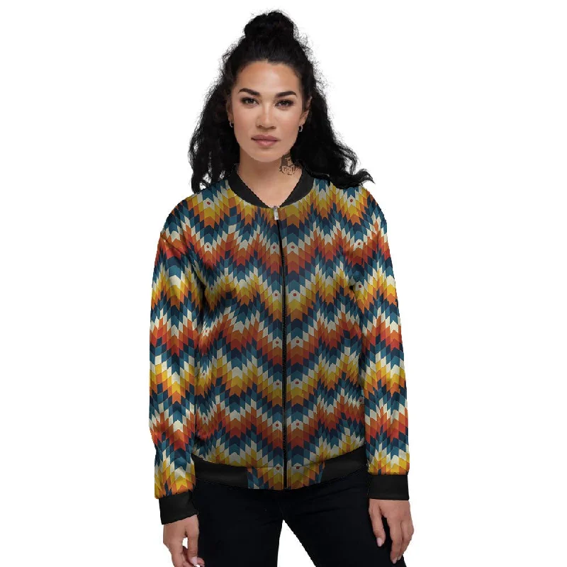 Aztec American Print Pattern Women's Bomber Jacket