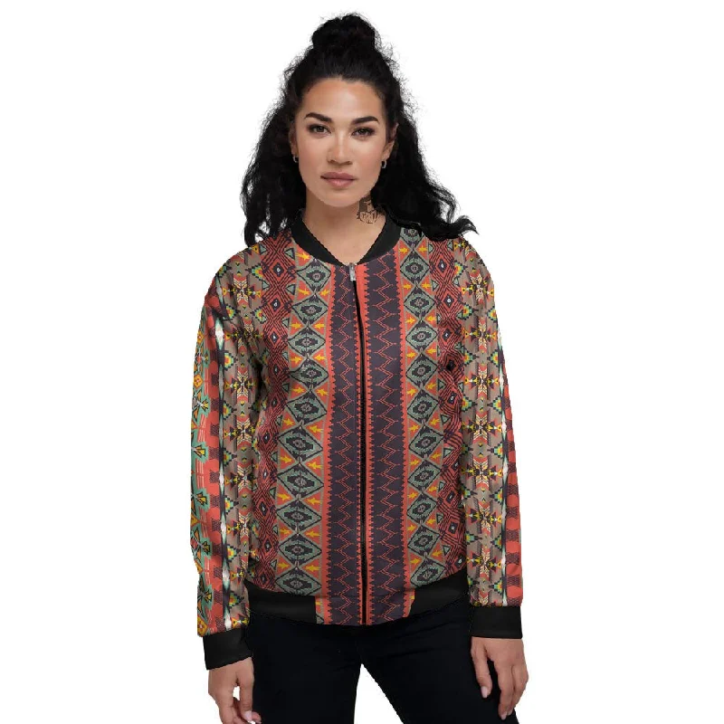 Aztec Native Tribal Print Pattern Women's Bomber Jacket