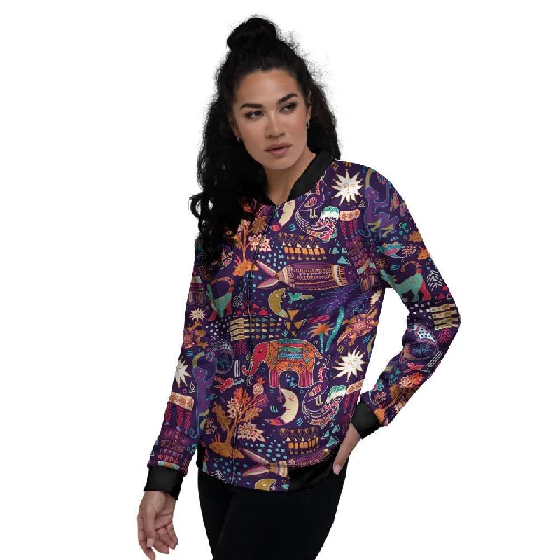 Aztec Psychedelic Trippy Women's Bomber Jacket