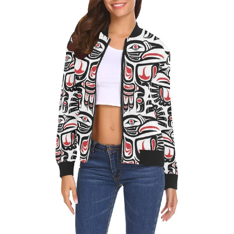 Aztec Tribal Native American Indians Navajo Print Women Casual Bomber Jacket