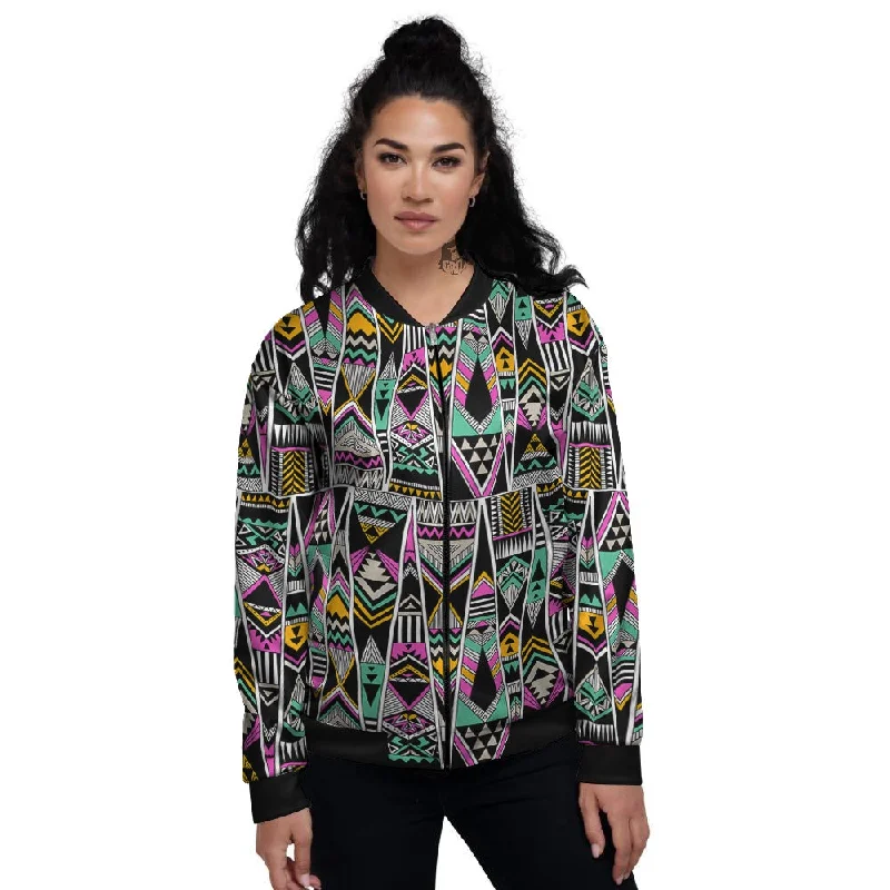 Aztec Tribal Vintage Print Pattern Women's Bomber Jacket