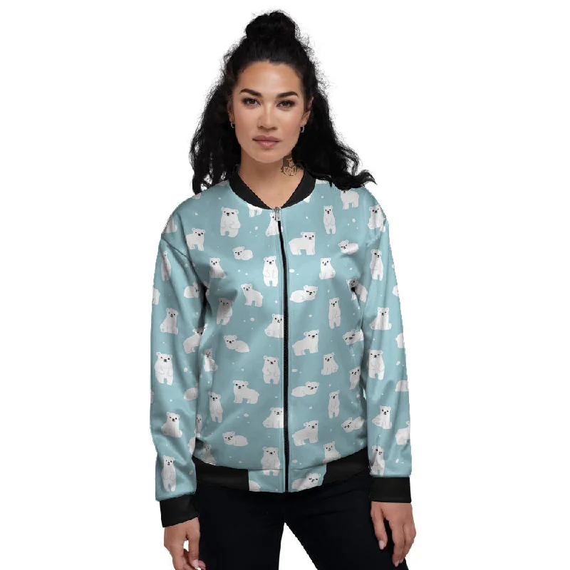 Baby Bear Cartoon Cute Print Pattern Women's Bomber Jacket