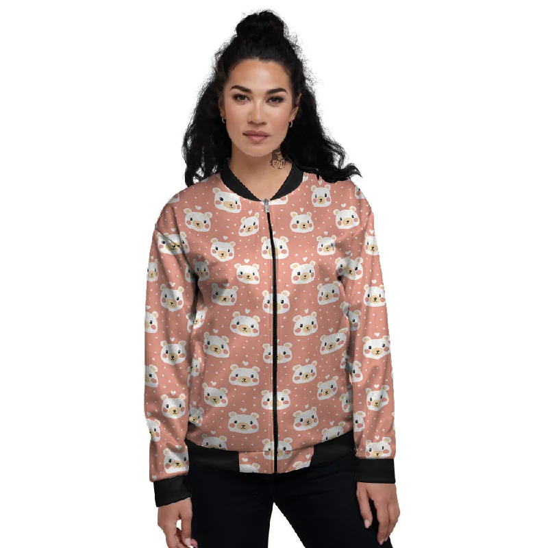 Baby Bear Cute Polka Dot Print Pattern Women's Bomber Jacket