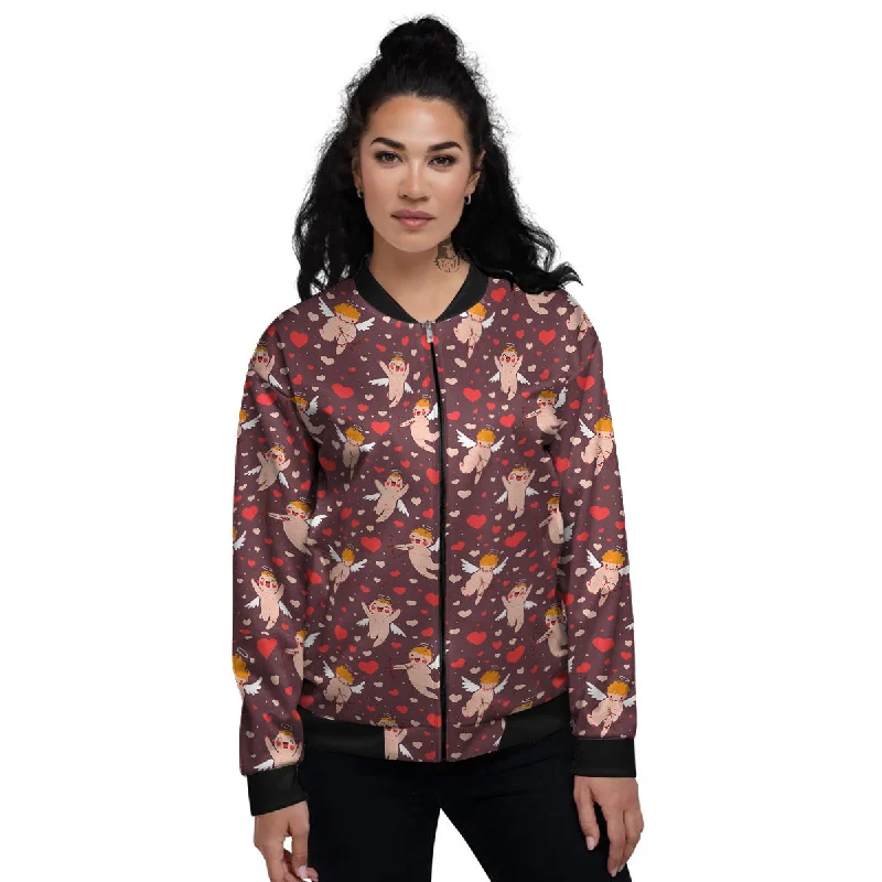 Baby Cupid Print Pattern Women's Bomber Jacket