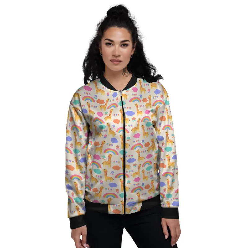 Baby Giraffe Cute Print Pattern Women's Bomber Jacket