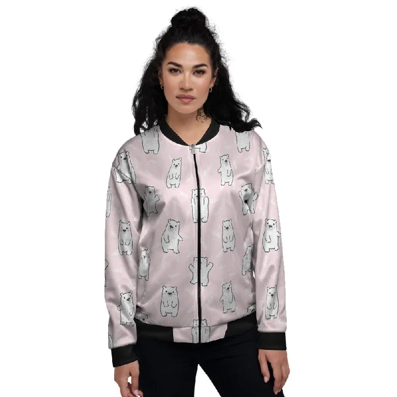 Baby Polar Bear White Print Pattern Women's Bomber Jacket