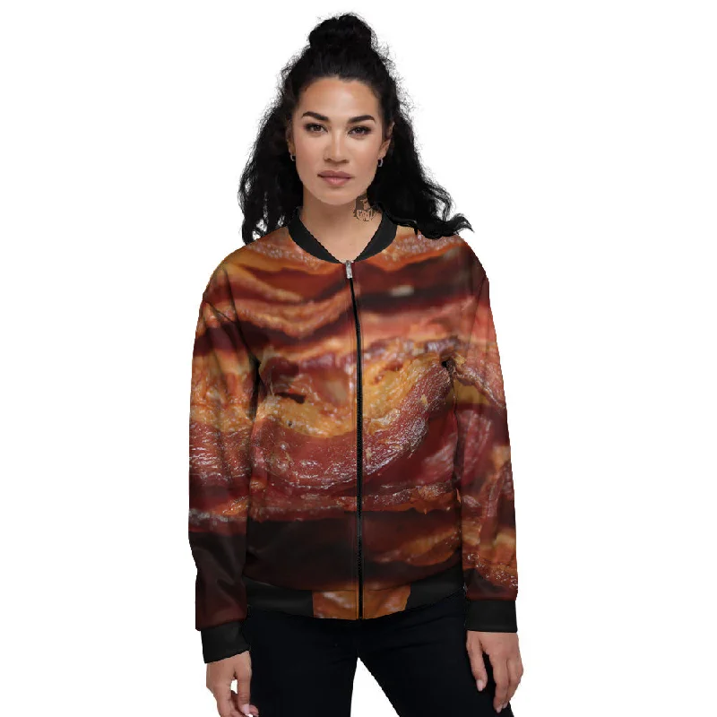 Bacon Crispy Print Women's Bomber Jacket