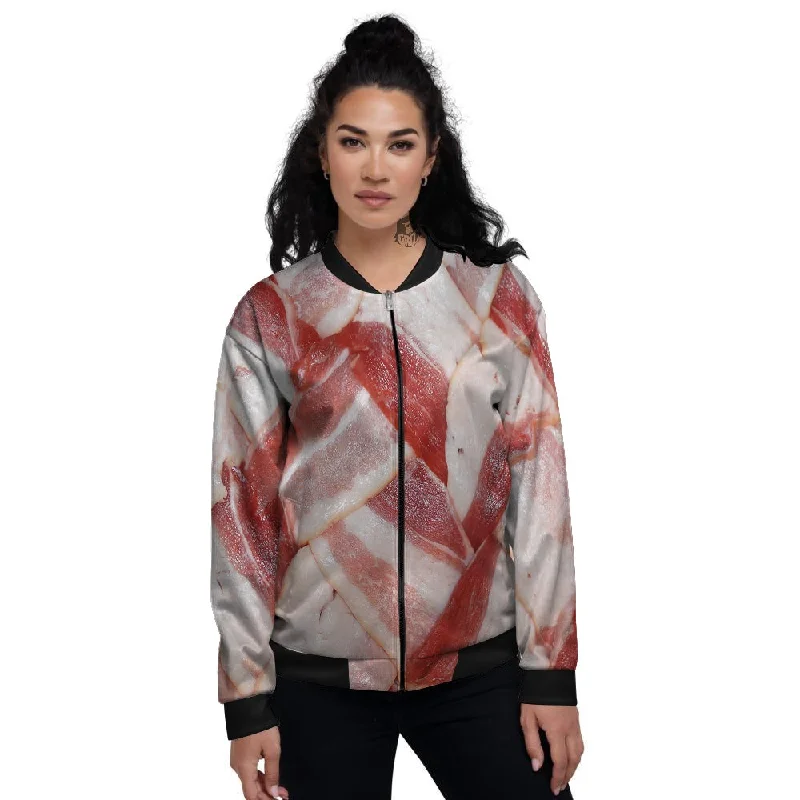 Bacon Weaving Print Women's Bomber Jacket