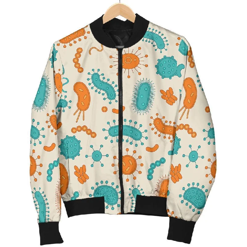 Bacteria Virus Print Pattern Women Casual Bomber Jacket