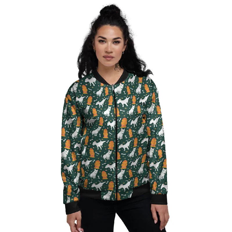 Bull Terrier Cartoon Print Pattern Women's Bomber Jacket