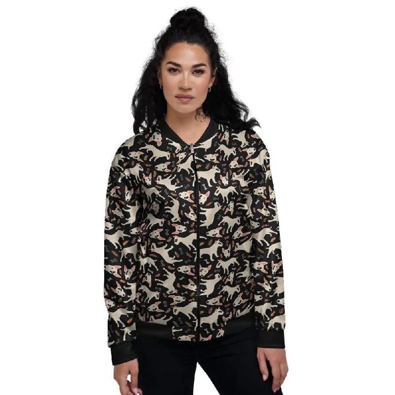 Bull Terrier Doodle Print Pattern Women's Bomber Jacket