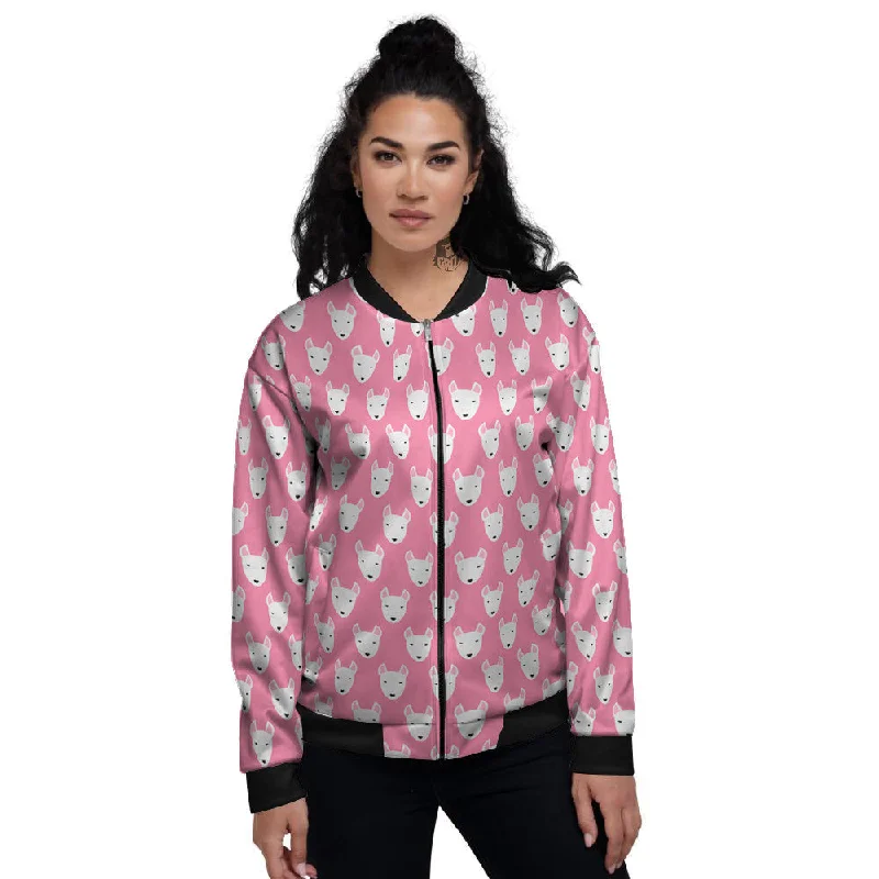 Bull Terrier Faces Cute Print Pattern Women's Bomber Jacket