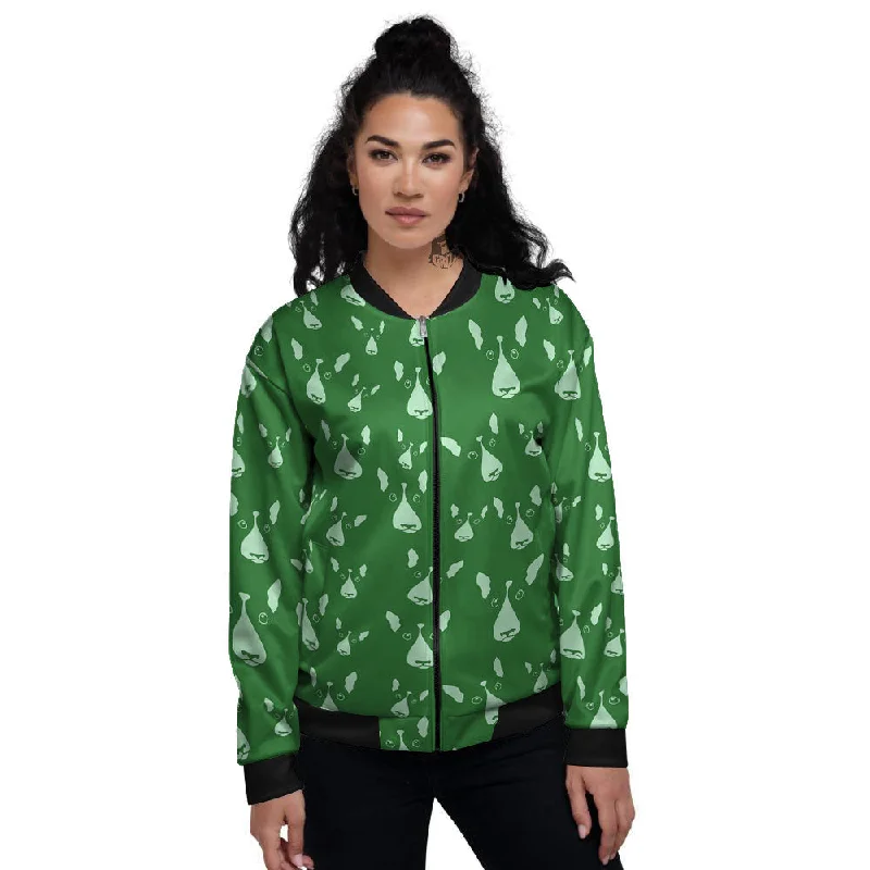 Bull Terrier Green Print Pattern Women's Bomber Jacket