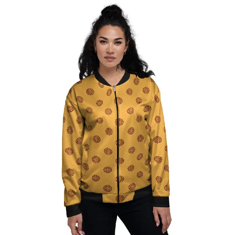 Bullseye Target Orange Print Pattern Women's Bomber Jacket