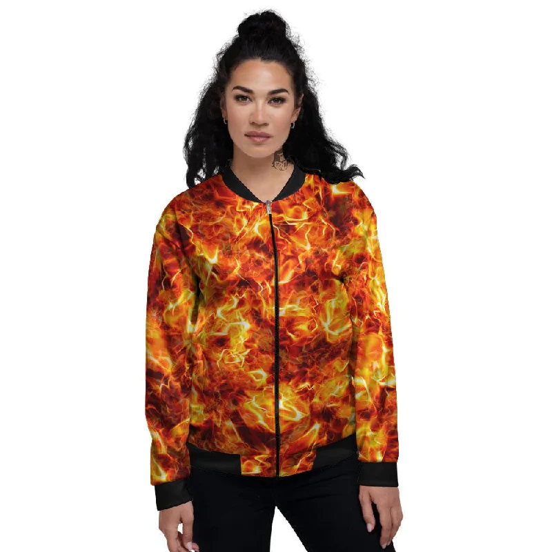 Burning Lava Print Women's Bomber Jacket