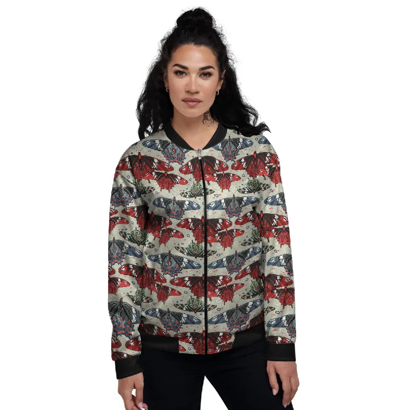 Butterfly Exotic Print Pattern Women's Bomber Jacket