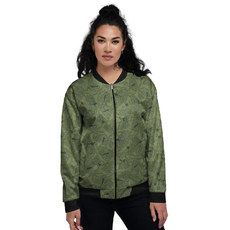 Butterfly Monarch Green Print Pattern Women's Bomber Jacket