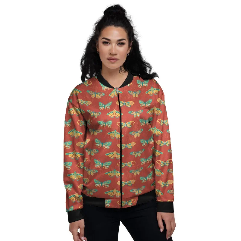 Butterfly Monarch Vintage Print Pattern Women's Bomber Jacket