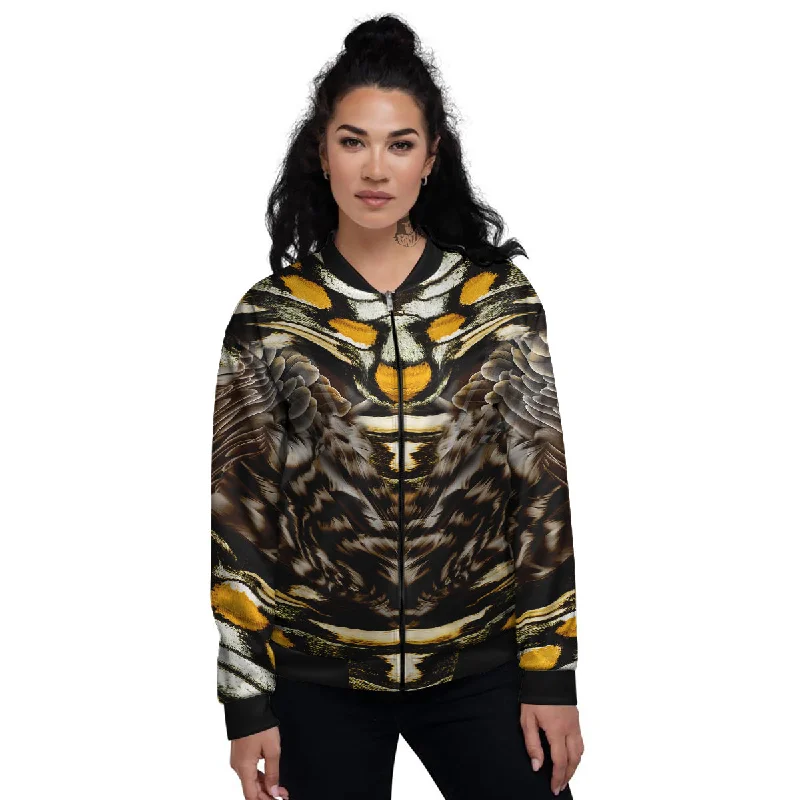 Butterfly Wing Skin Dark And Orange Print Women's Bomber Jacket