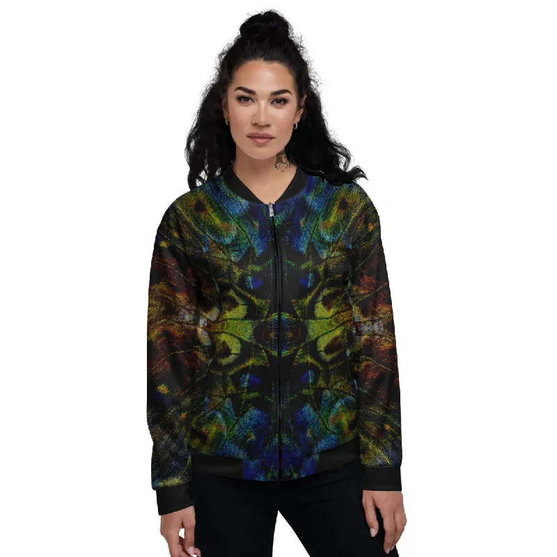 Butterfly Wing Skin Dark Print Women's Bomber Jacket