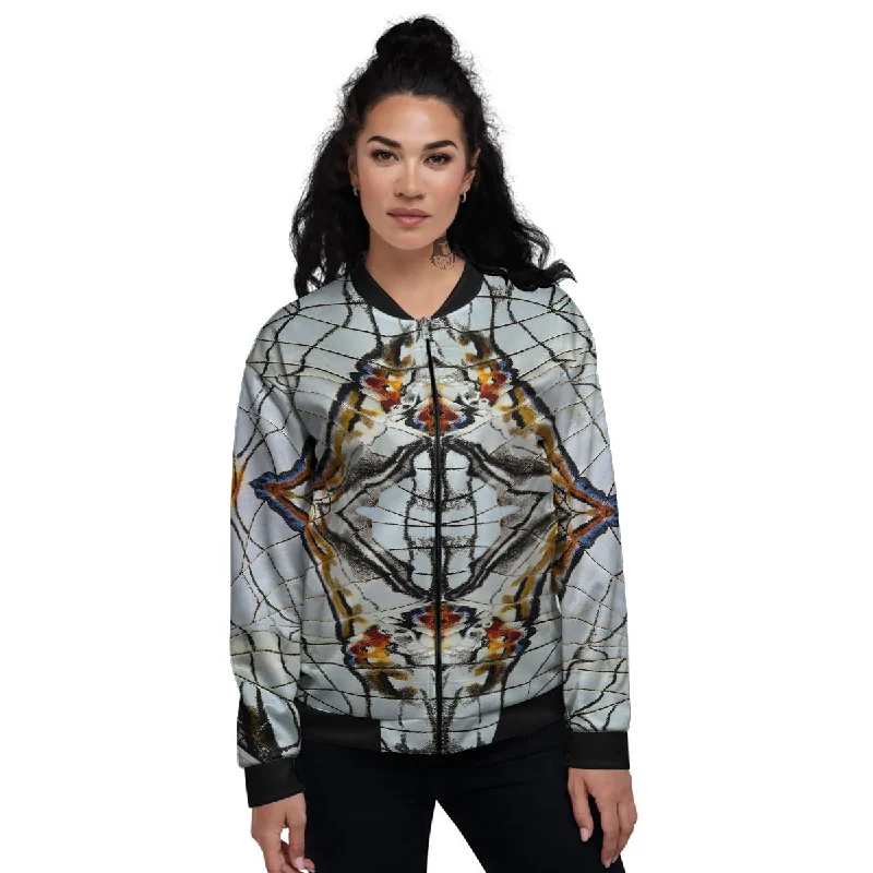 Butterfly Wing Skin Grey Print Women's Bomber Jacket