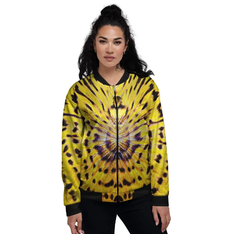 Butterfly Wing Skin Yellow Print Women's Bomber Jacket