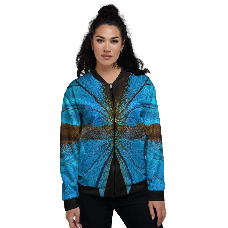 Butterfly Wings Blue Print Women's Bomber Jacket