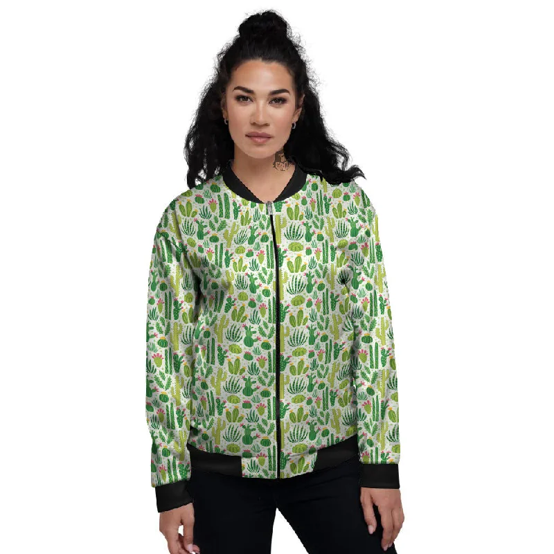 Cactus Cute Cartoon Print Pattern Women's Bomber Jacket