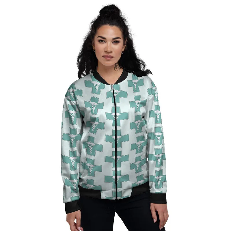 Caduceus Print Pattern Women's Bomber Jacket