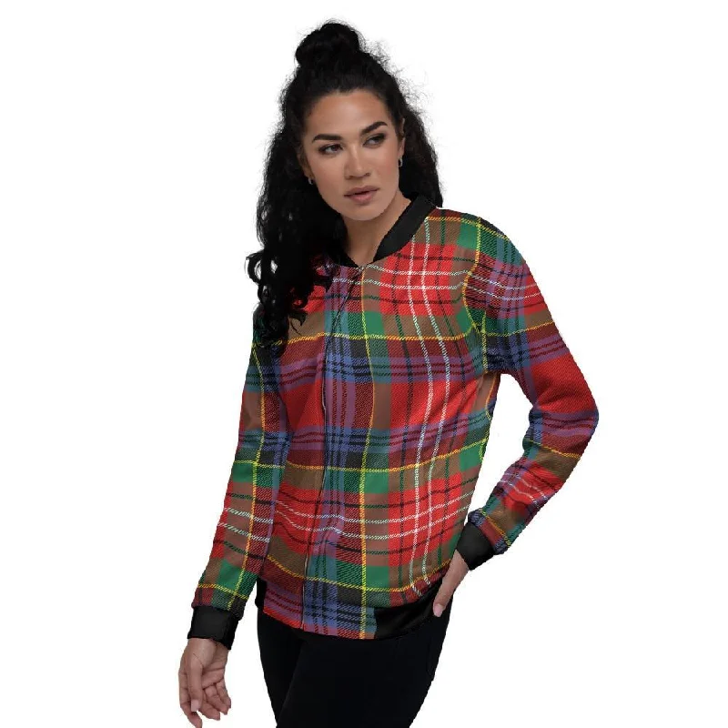 Caledonia Red Plaid Tartan Women's Bomber Jacket