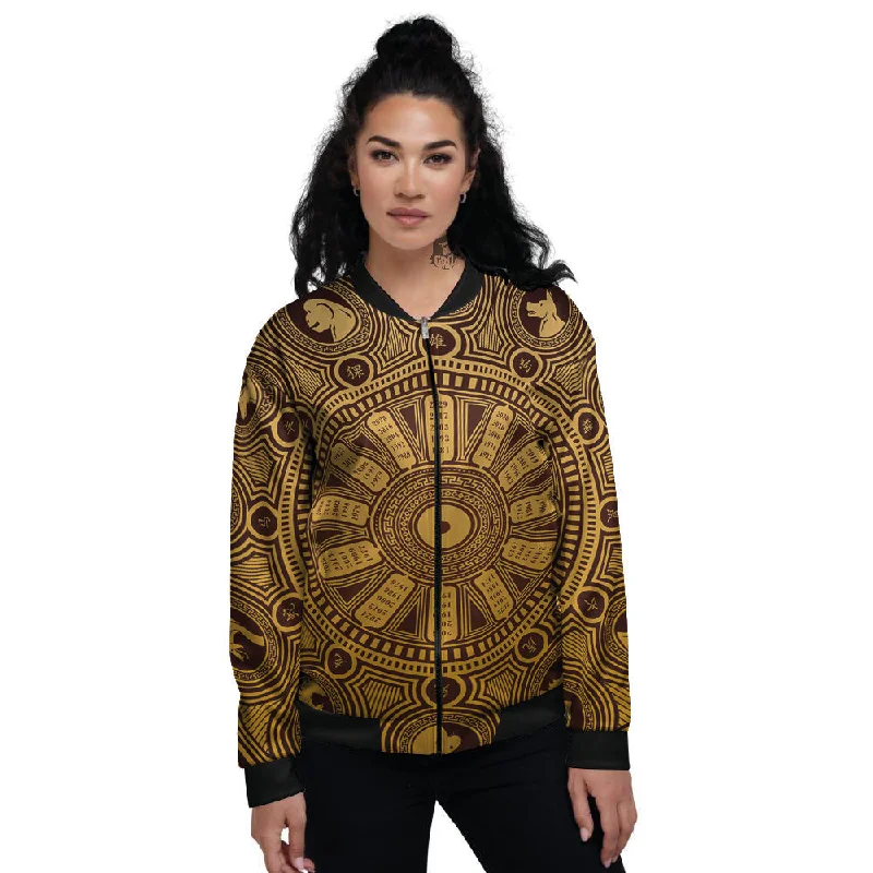 Calendar Signs Chinese Zodiac Print Women's Bomber Jacket