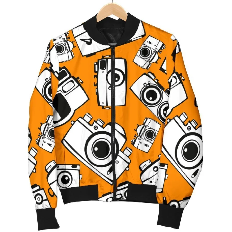 Camera Pattern Print Women Casual Bomber Jacket