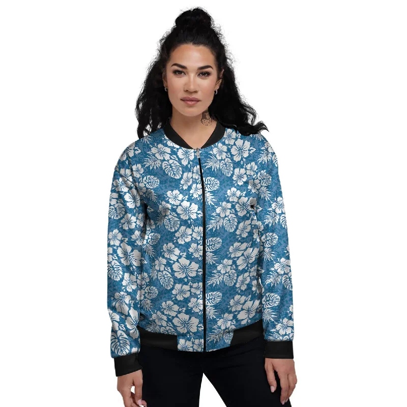 Camo Flower Aloha Hawaiian Print Pattern Women's Bomber Jacket