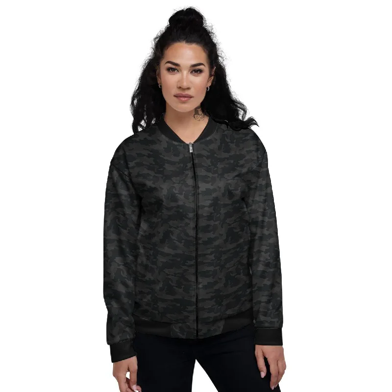 Camouflage Black Print Women's Bomber Jacket