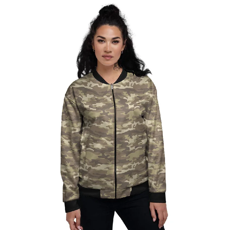 Camouflage Desert Print Women's Bomber Jacket