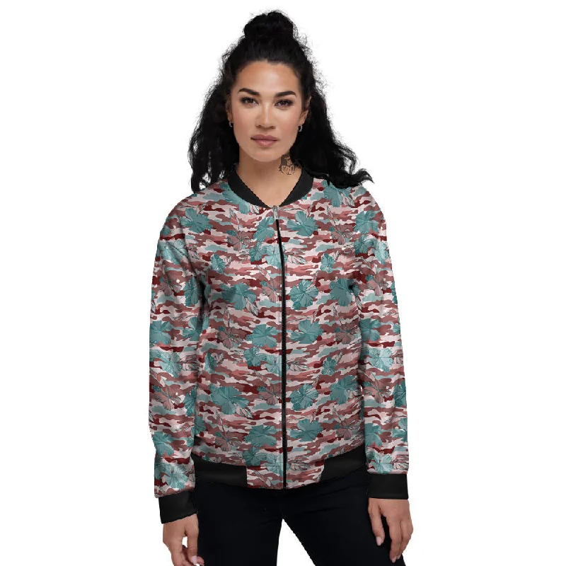 Camouflage Flower Colorful Aloha Print Women's Bomber Jacket