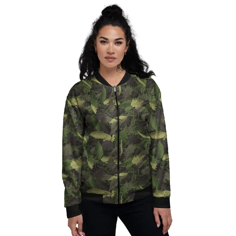 Camouflage Hunting Oak Tree Print Women's Bomber Jacket