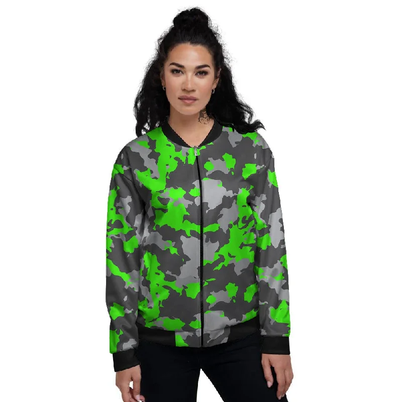 Camouflage Neon Print Women's Bomber Jacket