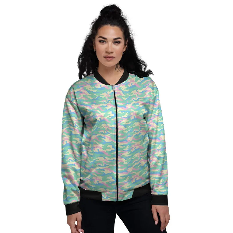 Camouflage Pastel Colors Print Pattern Women's Bomber Jacket