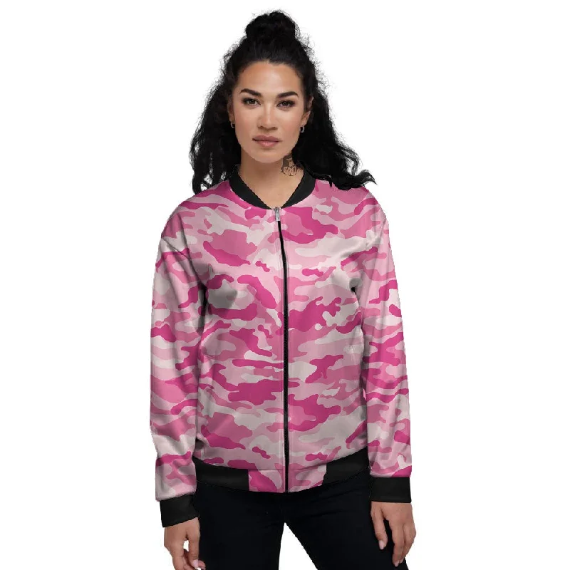 Camouflage Pink Print Pattern Women's Bomber Jacket