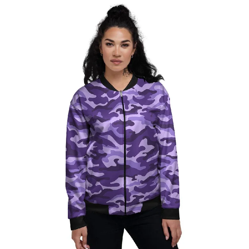 Camouflage Purple Print Pattern Women's Bomber Jacket